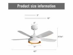 Ventilador de techo con luz LED de 22W, mando a distancia, motor DC reversible, ABS, (106,6x106,6x35,5cm)^