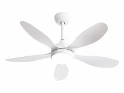 Ventilador de techo con luz, mando a distancia, 6 velocidades, motor DC reversible, ABS, (106,6x106,6x47,5 cm) Blanco Discount
