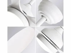 Ventilador de techo con luz, mando a distancia, 6 velocidades, motor DC reversible, ABS, (106,6x106,6x47,5 cm) Blanco Discount