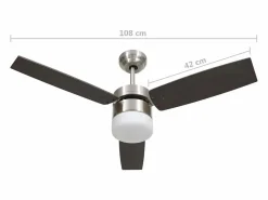 vidaxl Aire Acondicionado, Ventilación|Ventilador de techo con luz con mando marrón oscuro 108 cm