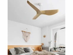 OKWISH Aire Acondicionado, Ventilación|Ventilador de techo de 52" - Con control remoto de 6 velocidades - 3 aspas de ABS - Color madera