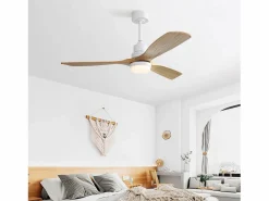 OKWISH Aire Acondicionado, Ventilación|Ventilador de techo de 52" - Ventilador de techo con LED regulable y 6 velocidades - Para sala de estar y dormitorio