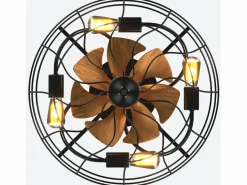 OKWISH Aire Acondicionado, Ventilación|Ventilador de techo de 20" - Ventilador de techo interior de 7 aspas con bombilla - Control remoto de 6 velocidades