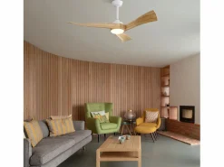 OKWISH Aire Acondicionado, Ventilación|Ventilador de techo de 52" con 6 velocidades y luz, 3 aspas de madera, para sala y oficina