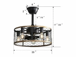 Hauss Spole Ventilador de techo de 50,8 cm con 7 aspas, luz y control remoto, motor CC reversible, color Negro Outlet