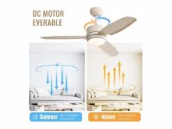 Aire Acondicionado, Ventilación|Ventilador de techo de 46 pulgadas con luces, 3 aspas de ABS, motor de CC de 6 velocidades, control remoto, (116,8 x 116,8 x 54 cm)