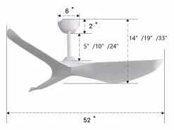 Aire Acondicionado, Ventilación|Ventilador de techo de 52 pulgadas - Ventilador de techo con 3 aspas de ABS y control remoto de 6 velocidades - para sala de estar