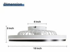 Ventilador de techo de 19 pulgadas con control remoto, 3 aspas de ABS, motor de CC ultrasilencioso, LED RGB regulable de 3 colores (48,26 x 48,26 x 12,7 cm) Blanco Online