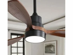 Ventilador de techo de 48 pulgadas con 3 aspas de madera maciza, control remoto, motor CC reversible y ahorro de energía, (122 x 122 x 39 cm) Negro Best