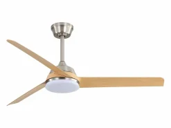 Ventilador de techo de 52 pulgadas con luz LED de 22 W, 3 aspas de ABS, control remoto, níquel cepillado, ideal para sala de estar (132 x 132 x 36,5 cm) Amarillo Hot