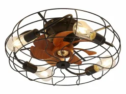 Ventilador de techo de 20 pulgadas - Ventilador de techo con bombilla y 7 aspas de ABS - 6 velocidades ajustables - para sala de estar^ Clearance