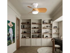 Aire Acondicionado, Ventilación|Ventilador de techo de madera clara de 23 pulgadas - Ventilador de techo con luz LED y 3 aspas de ABS - para dormitorio
