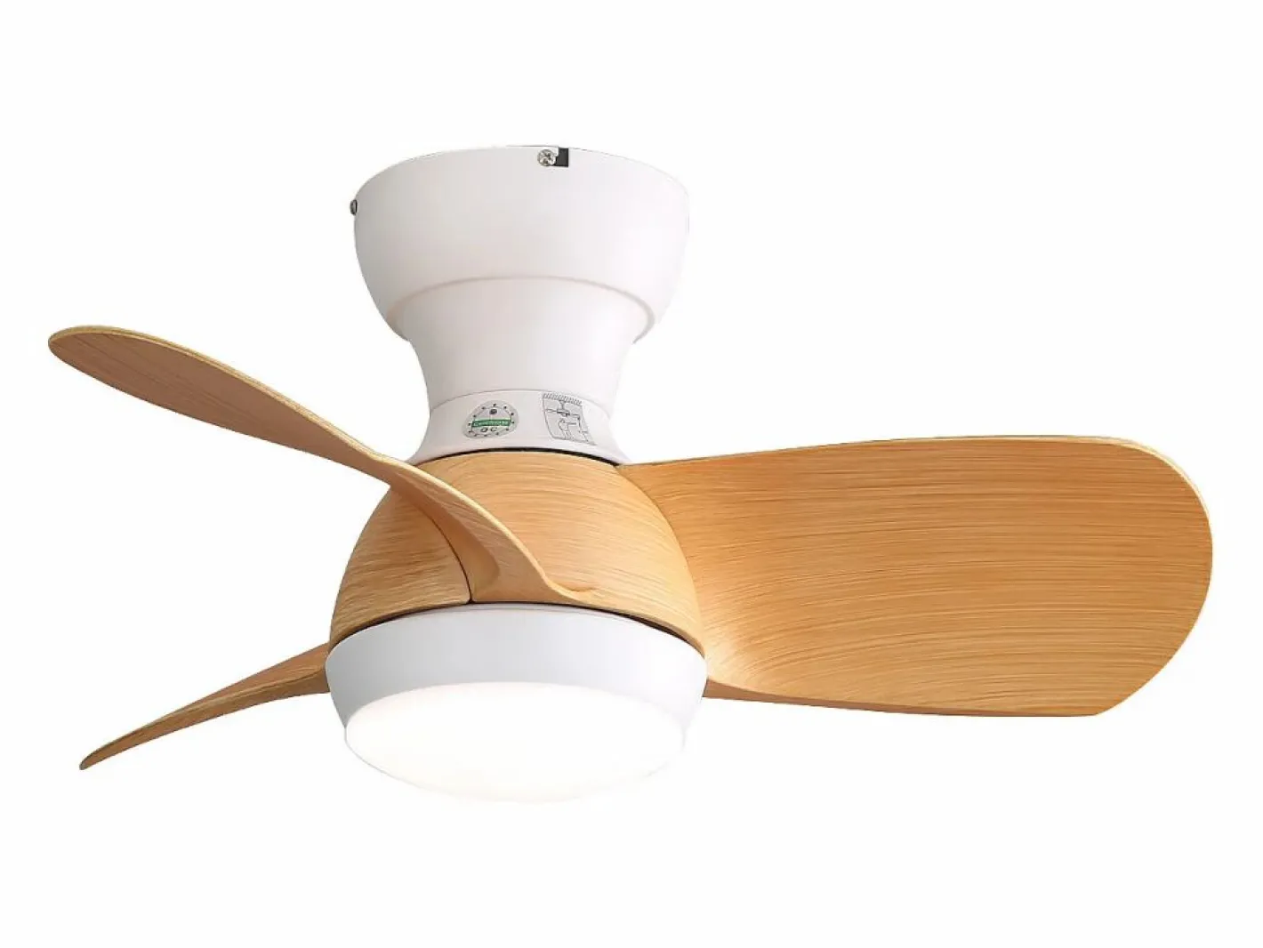 Aire Acondicionado, Ventilación|Ventilador de techo de madera clara de 23 pulgadas - Ventilador de techo con luz LED y 3 aspas de ABS - para dormitorio