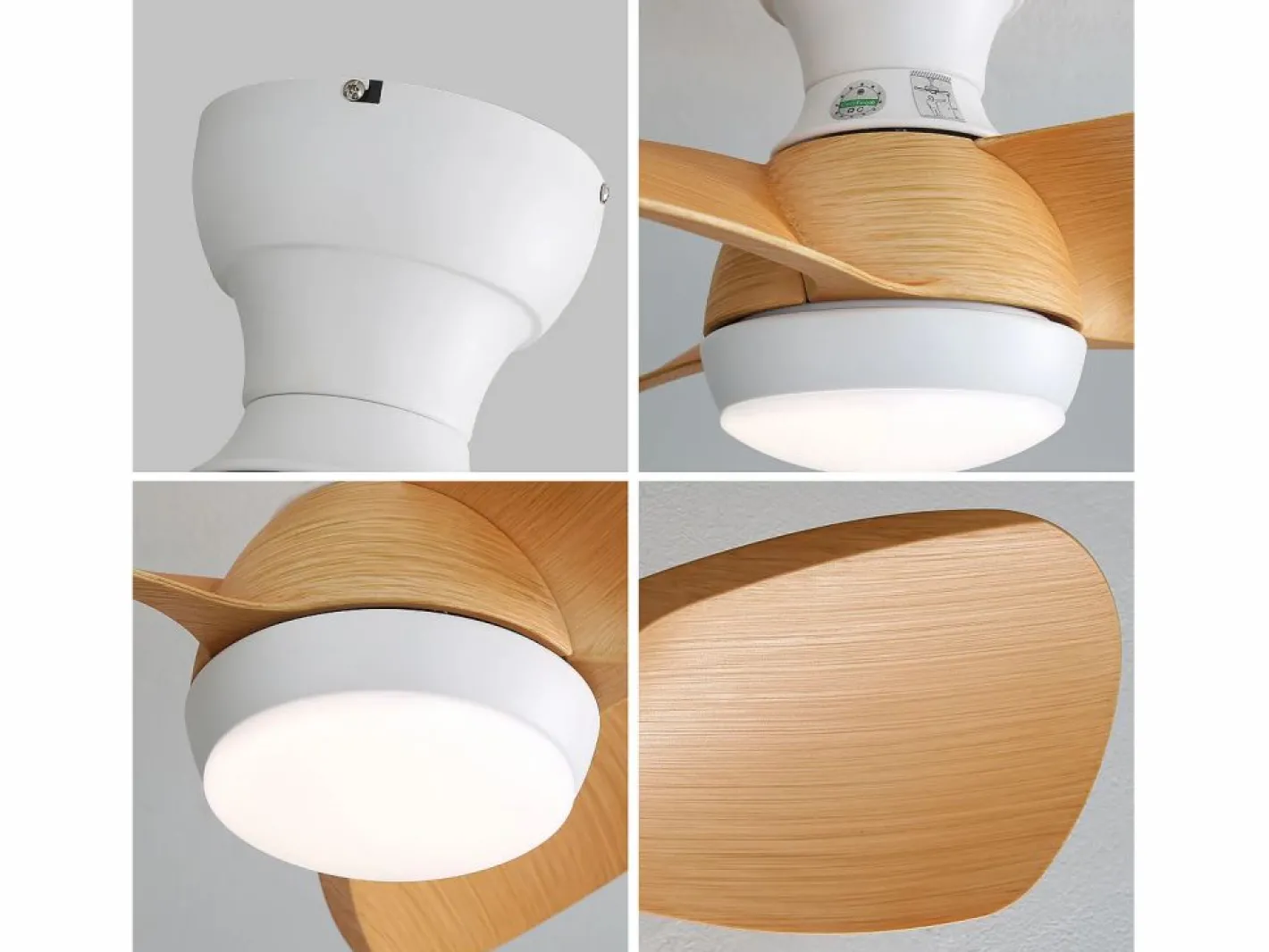 Aire Acondicionado, Ventilación|Ventilador de techo de madera clara de 23 pulgadas - Ventilador de techo con luz LED y 3 aspas de ABS - para dormitorio