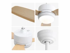 OKWISH Ventilador de techo de madera - Ventilador de techo para sala de estar con 6 velocidades y 3 aspas de ABS - Iluminación LED Color natural claro Outlet