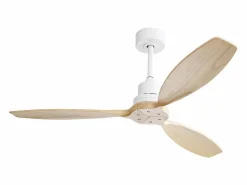 Ventilador de techo de madera de 52 pulgadas - Ventilador de techo con control remoto, 6 velocidades y 3 aspas - para sala de estar Blanco Online