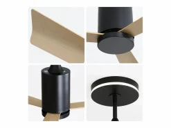 Ventilador de techo empotrable - 3 aspas ABS - con iluminación LED y mando a distancia - para dormitorio y salón^OKWISH Discount