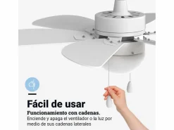 Aire Acondicionado, Ventilación|Ventilador de techo Geneva 6030W Universal Blue 50W 6 aspas reversibles /natural Ø76 cm