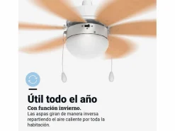 Aire Acondicionado, Ventilación|Ventilador de techo Geneva 6030W Universal Blue 50W 6 aspas reversibles /natural Ø76 cm