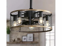 OKWISH Aire Acondicionado, Ventilación|Ventilador de techo industrial tipo jaula - Ventilador de techo con luz y control remoto - Aspas de ABS