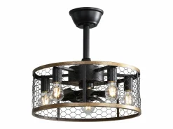 OKWISH Aire Acondicionado, Ventilación|Ventilador de techo industrial tipo jaula - Ventilador de techo con luz y control remoto - Aspas de ABS