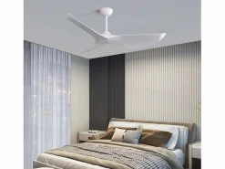 Ventilador de techo interior de 52 pulgadas con control remoto de 6 velocidades, 3 aspas de ABS, motor CC reversible, (132 x 132 x 30 cm) Blanco Clearance