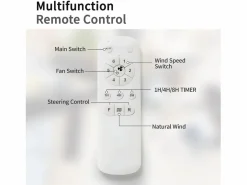 Ventilador de techo interior de 52 pulgadas con control remoto de 6 velocidades, 3 aspas de ABS, motor CC reversible, (132 x 132 x 30 cm) Blanco Clearance