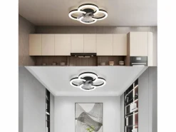 NETTLIFE Ventilador de techo LED con iluminación - 40 W, silencioso, , con control remoto, temporizador regulable de 6 velocidades Negro Outlet