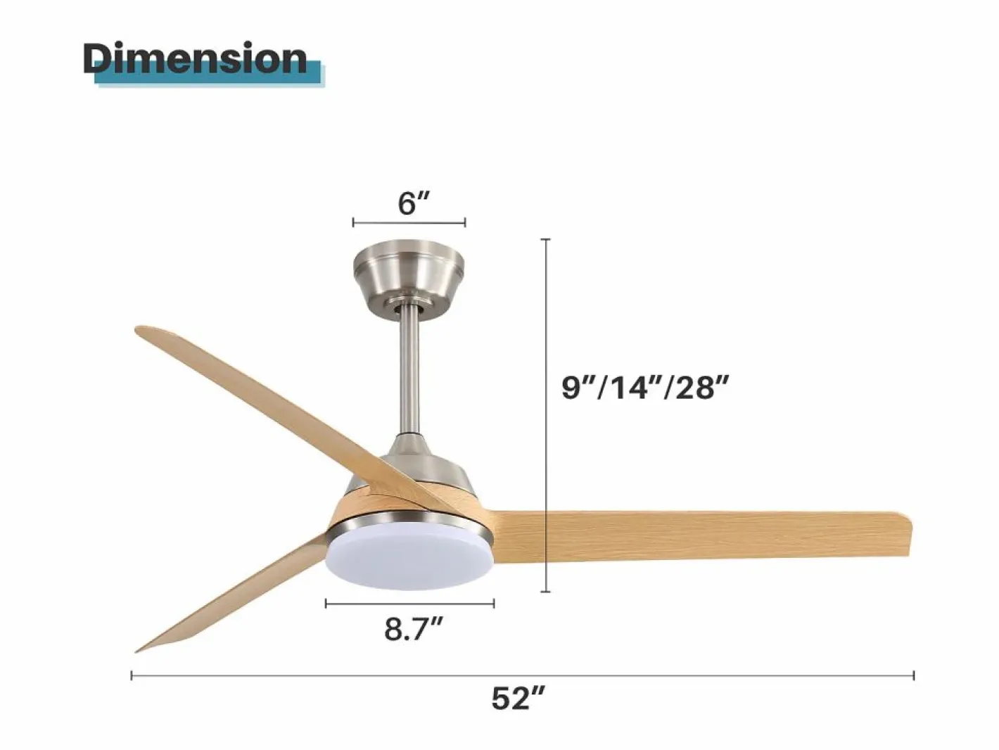 Aire Acondicionado, Ventilación|Ventilador de techo de 20 pulgadas - Ventilador de techo con 7 aspas de ABS y control remoto - 6 velocidades - para casa de campo