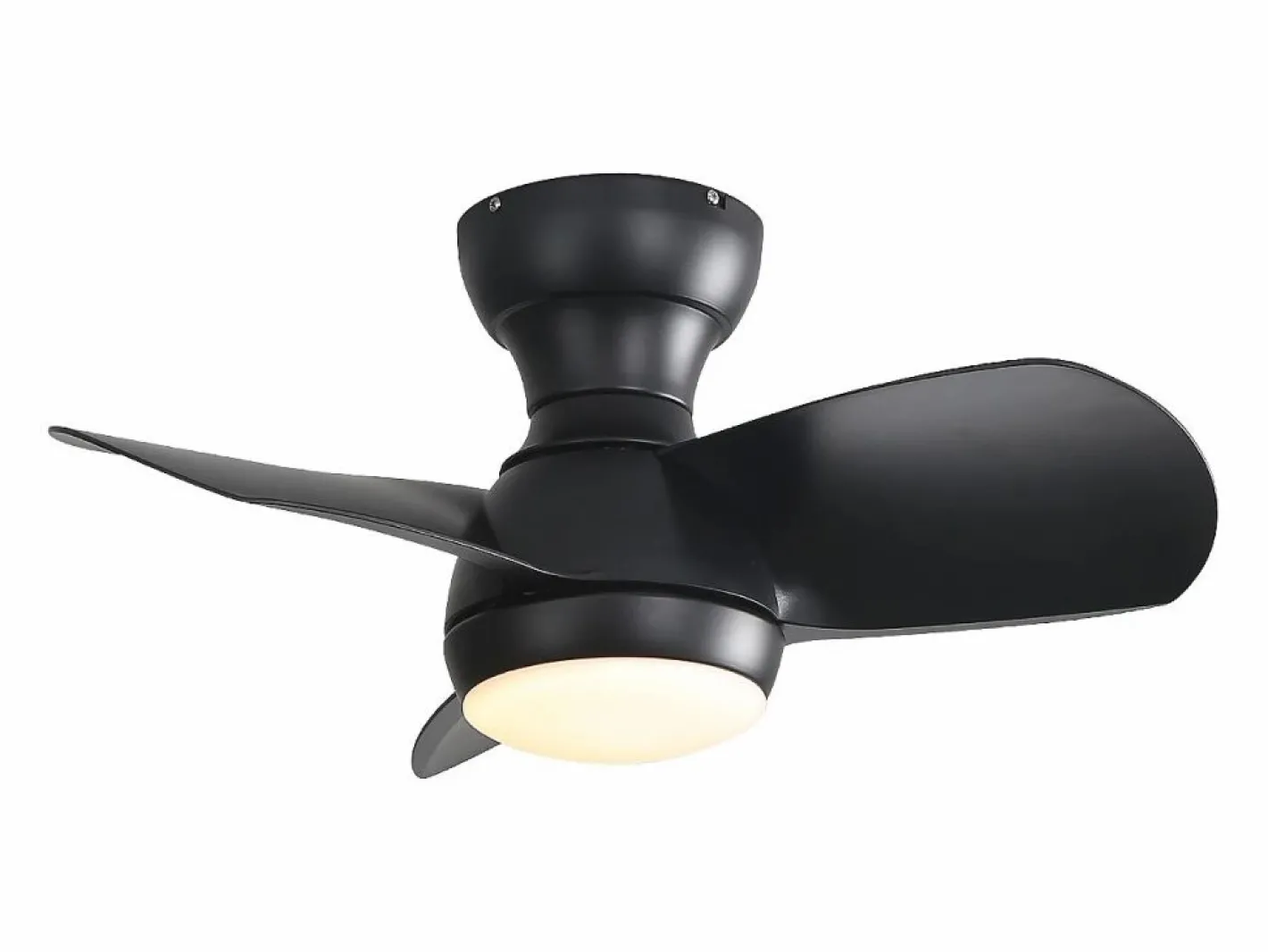 OKWISH Ventilador de techo con luces LED regulables y 3 aspas de ABS para dormitorios y salones. Negro Hot