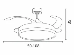 Ventilador de techo Rodas Bel Air 72W 4 aspas retráctiles Ø108 cm^ New