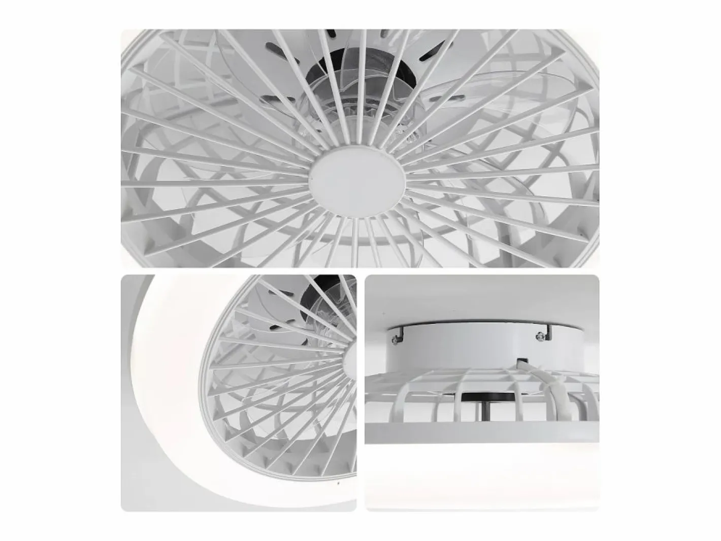 Ventilador de techo sin aspas con luz y control remoto, diseño moderno, ABS, , montaje empotrado (45,7 x 45,7 x 14,5 cm)^ Best