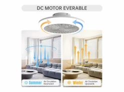 Ventilador de techo sin aspas con luz y control remoto, diseño moderno, ABS, , montaje empotrado (45,7 x 45,7 x 14,5 cm)^ Best