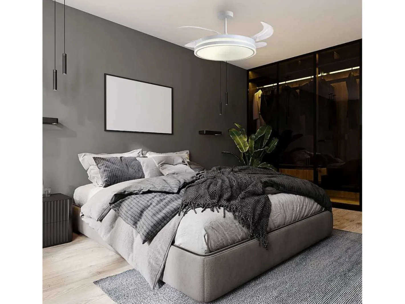Aire Acondicionado, Ventilación|Ventilador de techo Troya Bel Air 72W 4 aspas retráctiles con luz LED Ø108 cm
