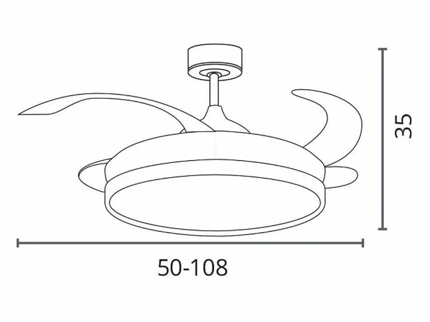 Aire Acondicionado, Ventilación|Ventilador de techo Troya Bel Air 72W 4 aspas retráctiles con luz LED Ø108 cm