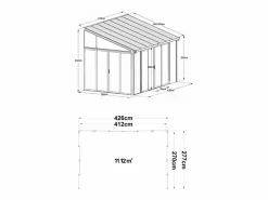 EXPERTLAND Veranda de aluminio y policarbonato con protección UV - 12 m² - antracita - MATHILDA Gris antracita Discount