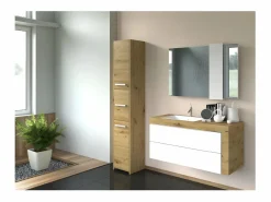 TOPESHOP VERONA - Torre de baño - 30x30x170cm - mueble de baño con almacenamiento - imitacion madera Color natural claro Best