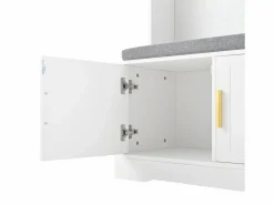 ModernLuxe Vestíbulo moderno - con 6 ganchos y 3 puertas - con banco y estantes abiertos - Blanco Clearance