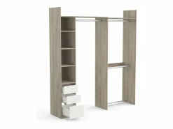 Vestidor Abierto Swing, 3 cajones roble/ Blanco Best