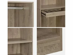 Vestidor con 5 estantes, una barra de colga y portapantalones natural^Sweeek Outlet