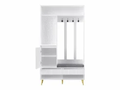 ModernLuxe Armario De Entrada|Vestidor de entrada moderno - con 4 ganchos, 1 puerta y 2 cajones - con banco y estantes abiertos -