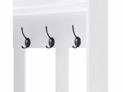 ModernLuxe Armario De Entrada|Vestidor de entrada moderno - con 4 ganchos, 1 puerta y 2 cajones - con banco y estantes abiertos -