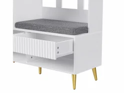 ModernLuxe Armario De Entrada|Vestidor de entrada moderno - con 4 ganchos, 1 puerta y 2 cajones - con banco y estantes abiertos -
