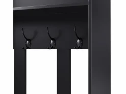 Vestidor de entrada moderno - con 4 ganchos, 1 puerta y 2 cajones - con banco y estantes abiertos - Negr^ModernLuxe Hot