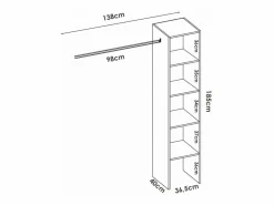 Vestidor de rincón Luz color 226cm (ancho) 79.4 cm (fondo) 185 cm (alto) Blanco Clearance