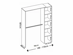 Armario Abierto, Vestidor|Vestidor de rincón Luz 2 color 228cm (ancho) 79.4 cm (fondo) 187 cm (alto)