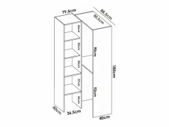Armario Abierto, Vestidor|Vestidor de rincón Luz 2 color 228cm (ancho) 79.4 cm (fondo) 187 cm (alto)