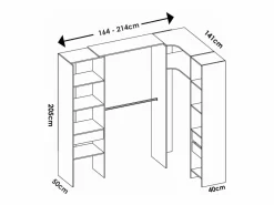 Vestidor de rincón Siles con cortina y cajones acabado , 205cm(alto) 214cm(ancho) 1^ Clearance