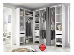 Vestidor de rincón Siles con cortina y 6 cajones acabado , 205cm(alto) 234cm(ancho)^ Discount