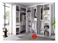Armario Abierto, Vestidor|Vestidor de rincón Siles con cortina y cajones acabado , 205cm(alto) 234cm(ancho) 1